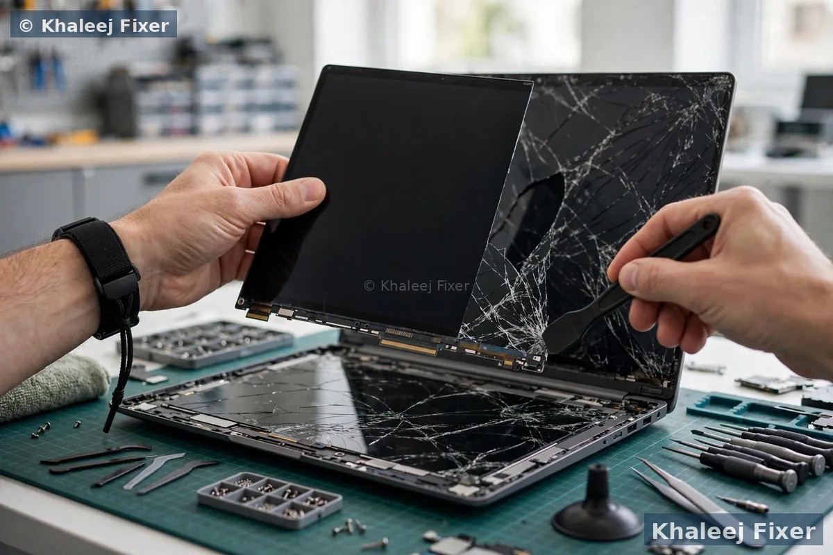 Laptop screen replacement in Dubai — cracked screen repair by certified technicians